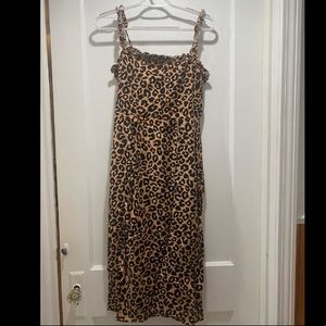 Leopard Print Ruffled Spaghetti Strapped Dress